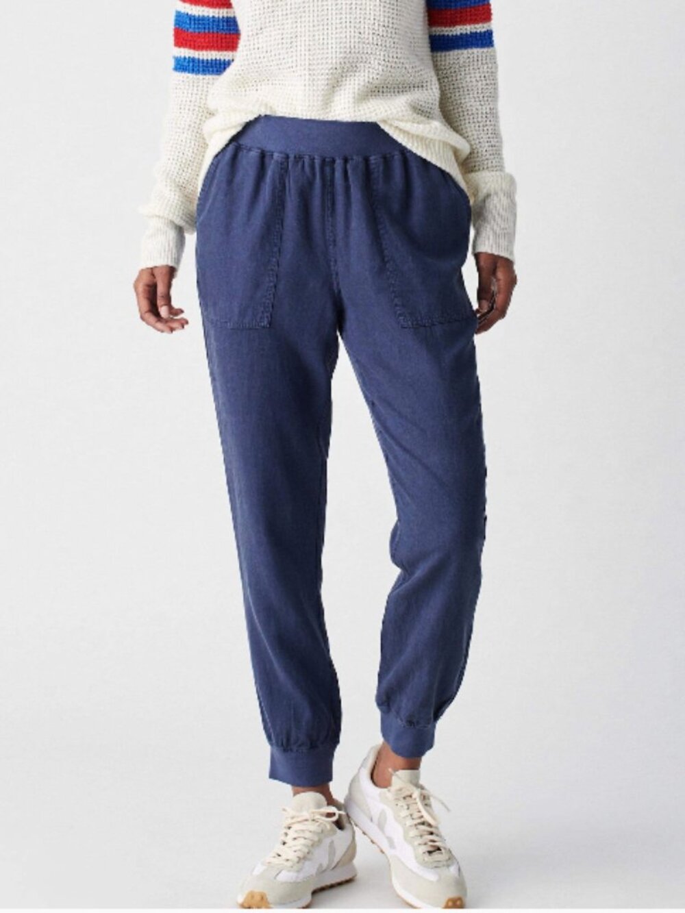 NWT Faherty Arlie Day Pant Jogger Navy Blue Women's Small $128 Pull On Casual